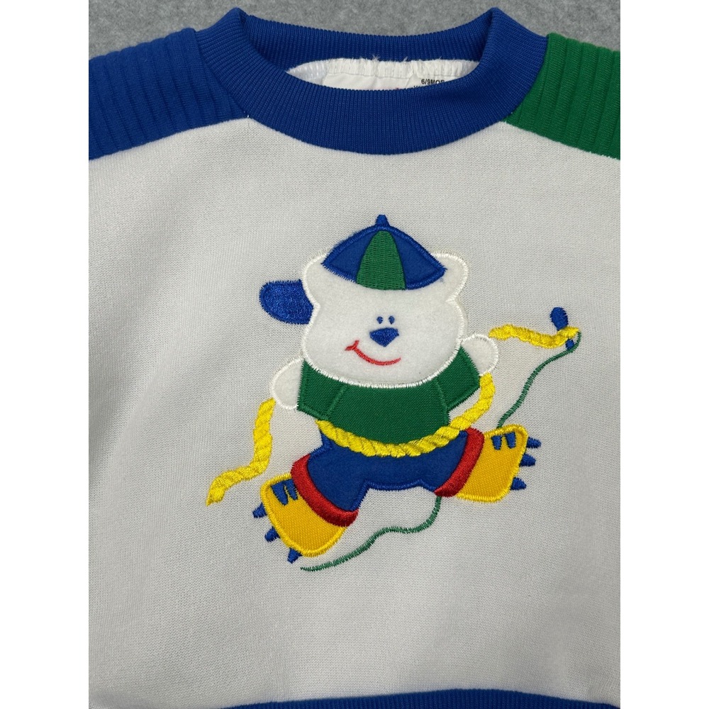 VINTAGE Small‎ Steps Baby Boys Girls Bear Embroidered Sweatshirt
